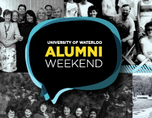 Alumni weekend graphic bubble with teal