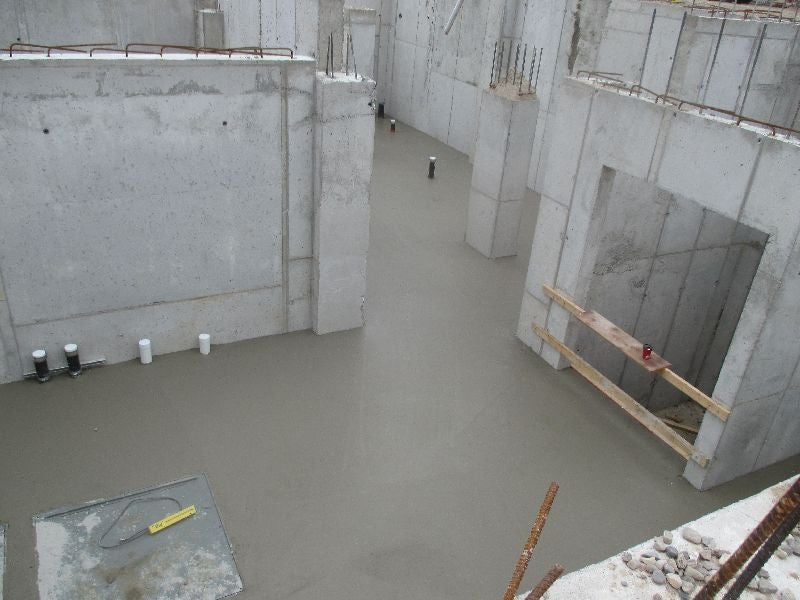 Concrete basement floor.