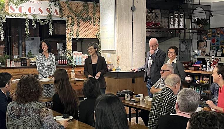 Dean Lili Liu attends the Research Institute for Aging's networking breakfast.