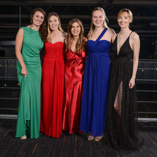 Group wearing formal dresses