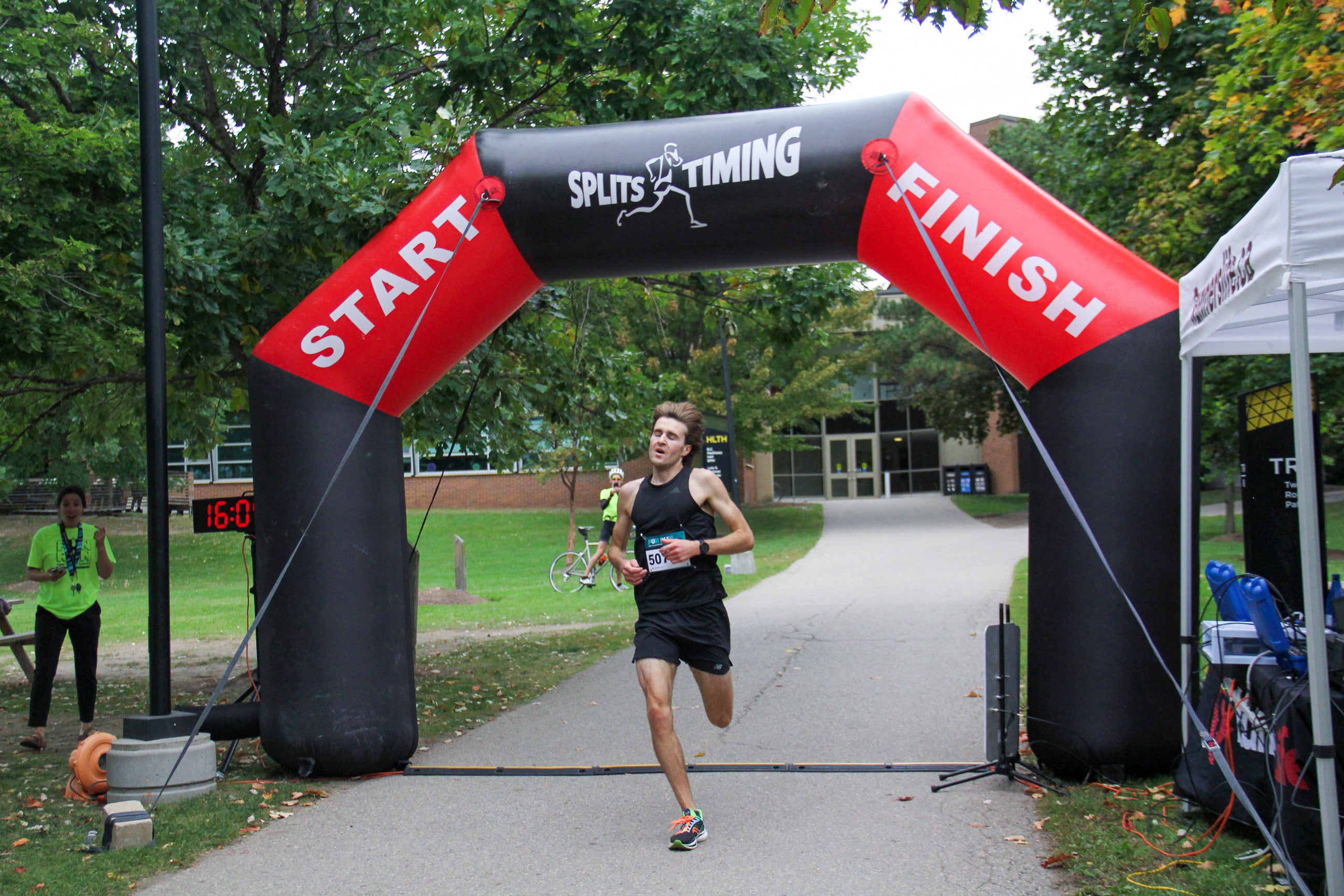 First place runner at finish line