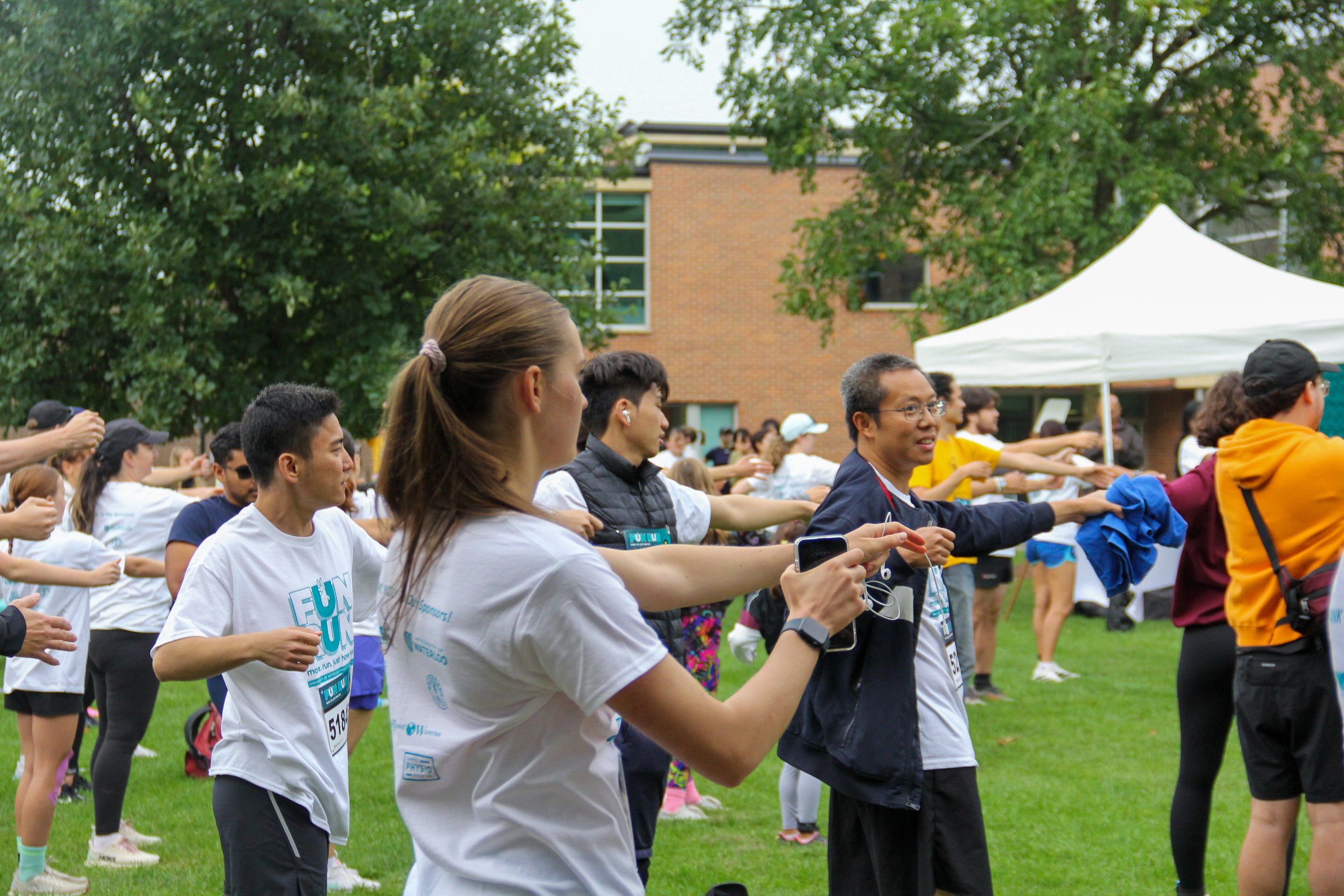 Participants stretching before run 