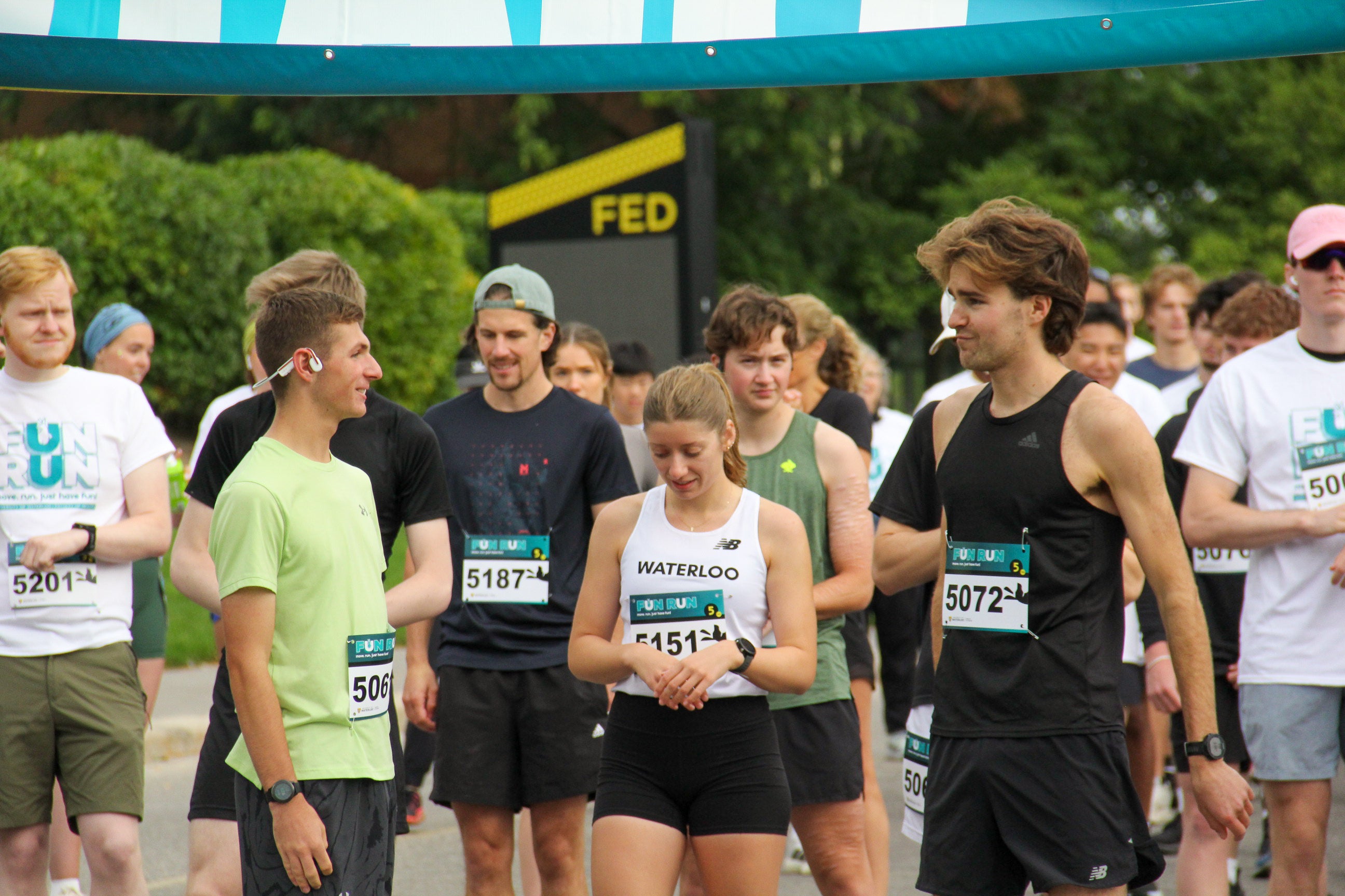 Starting line runners talking
