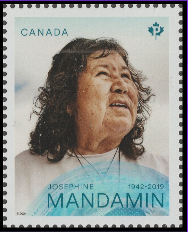 A Canadian stamp featuring Josephine Mandamin.