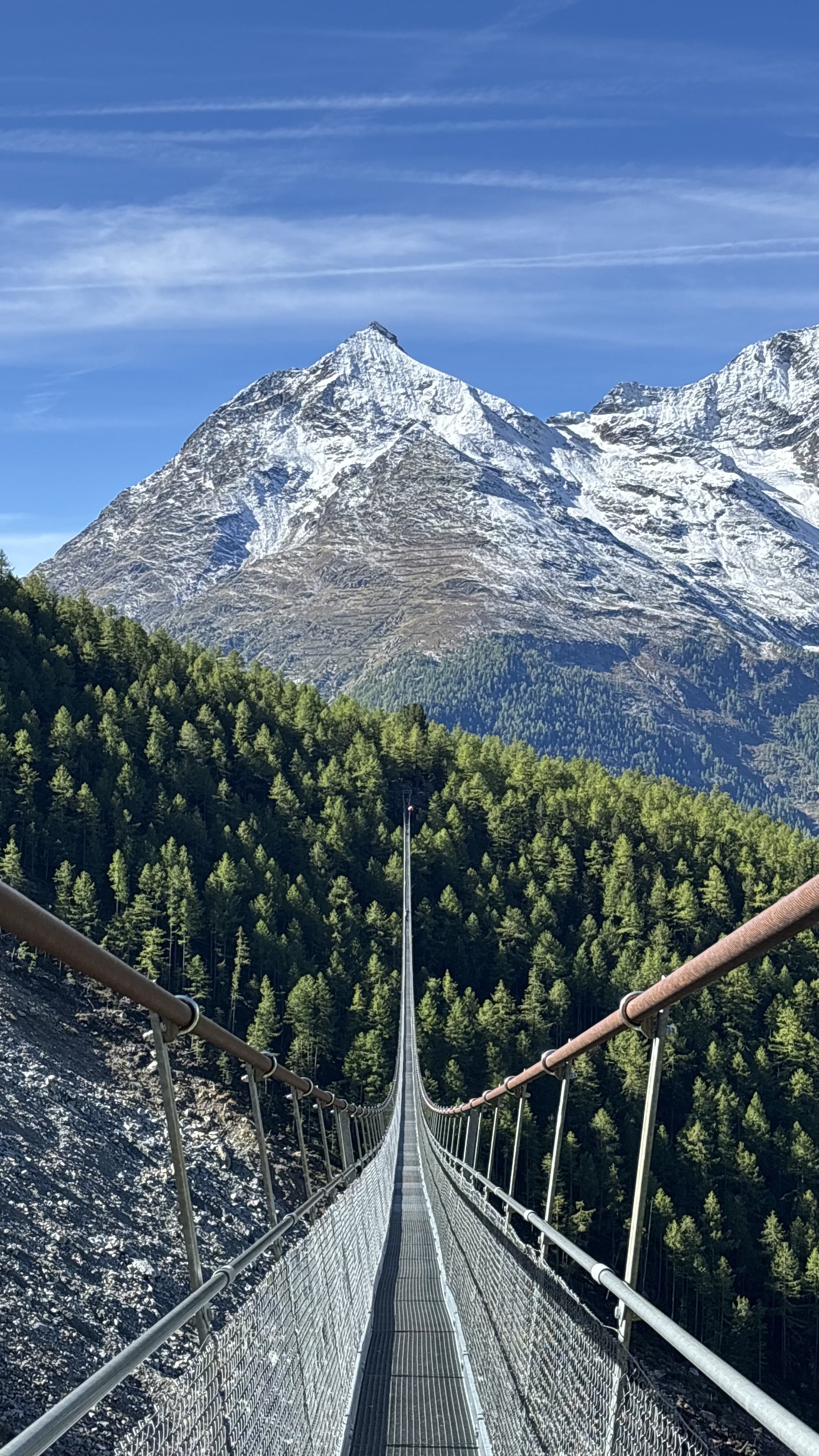Hiking to the Randa Suspension Bridge near Zermatt, one of the world’s longest suspension bridges, on a 6-hour trek with fellow exchange students.