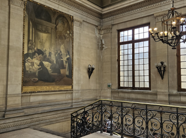 Medical School of Paris, the view of the staircase after a group visit to the museum inside the medical school