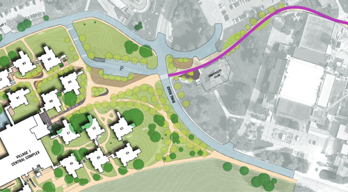 University of Waterloo campus map of the new path to North Commons.