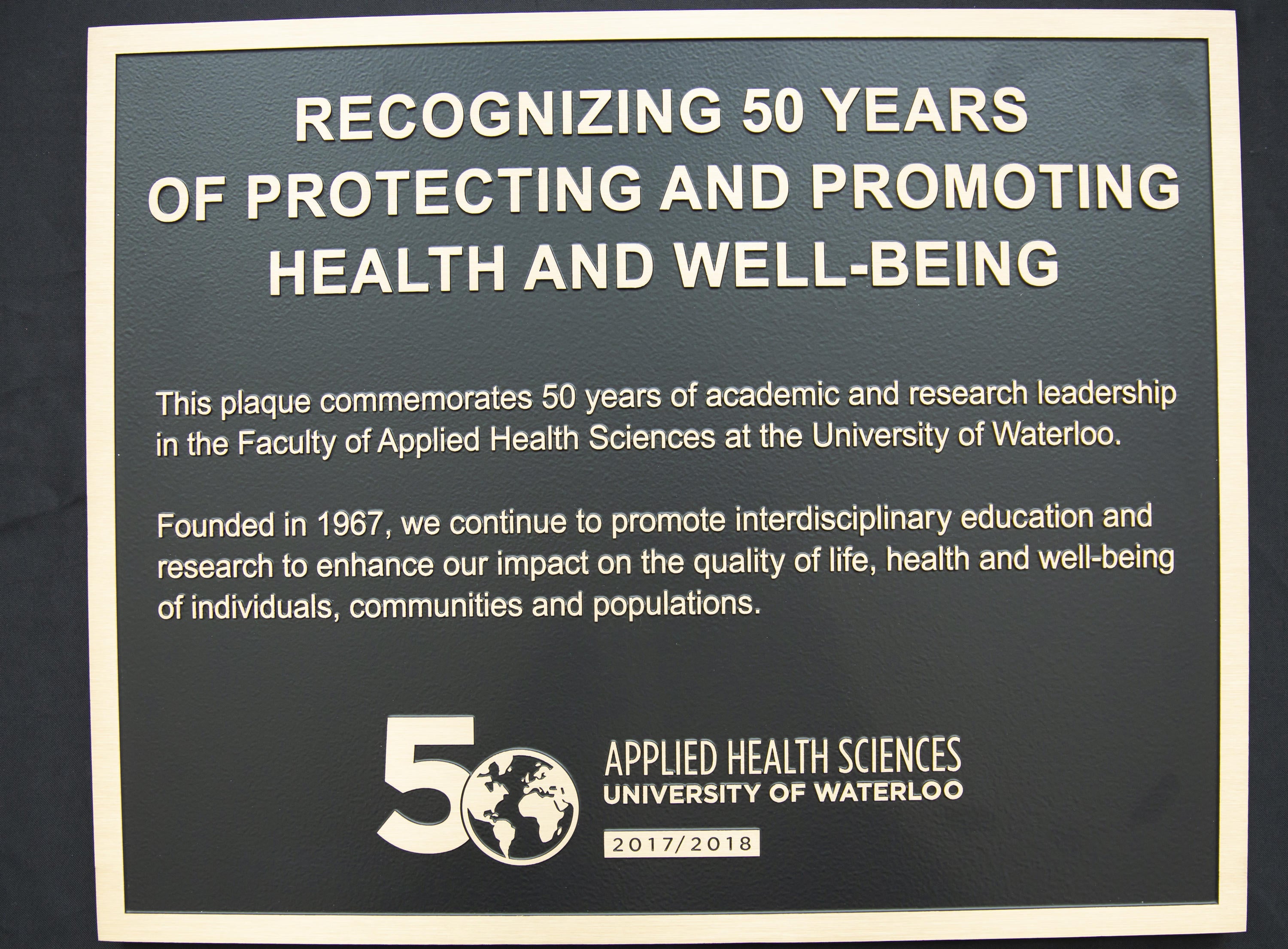 50th anniversary plaque that will be installed in the courtyard