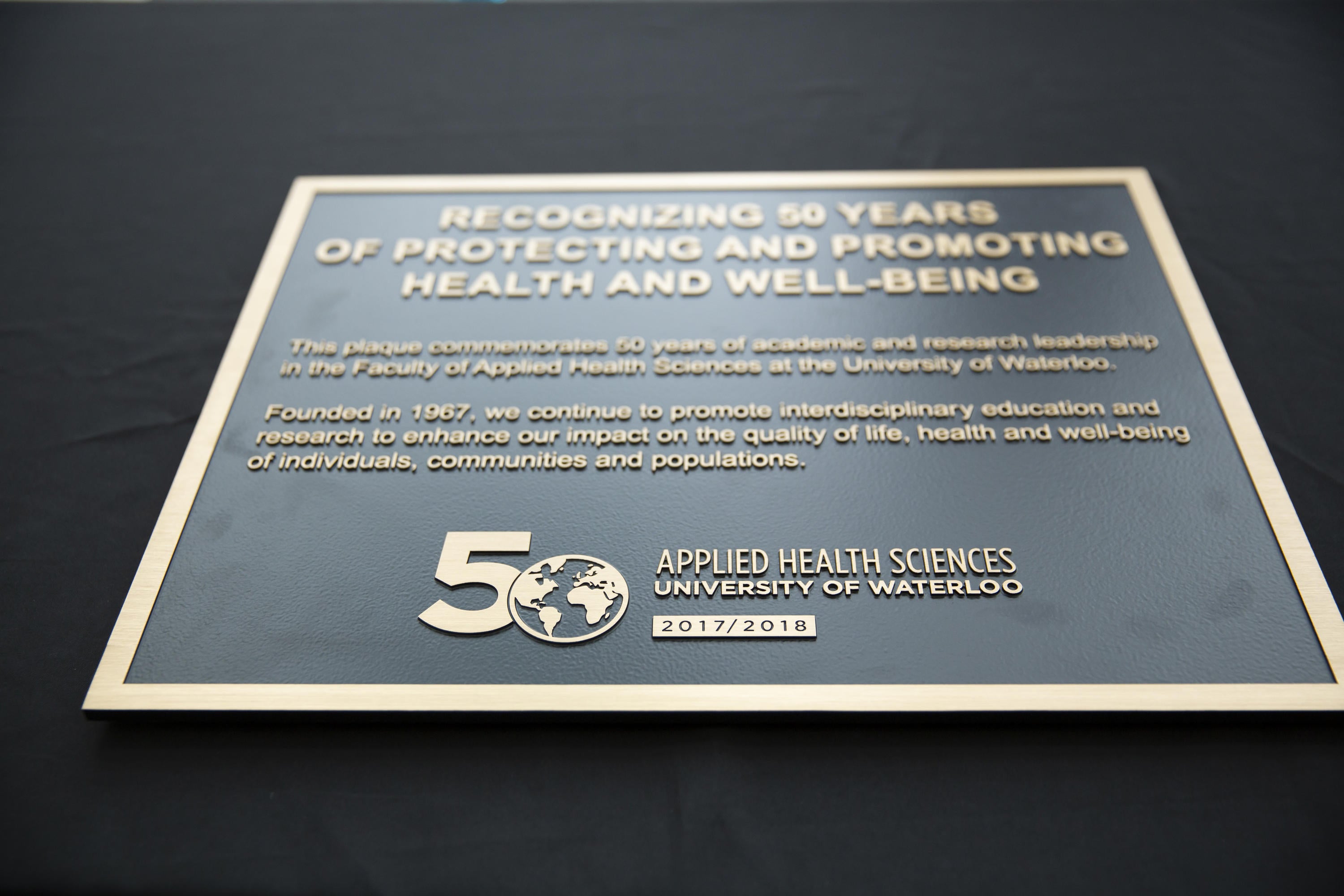 50th anniversary plaque that will be installed in the courtyard