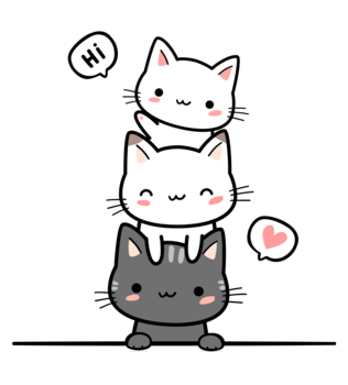 Three cats stacked on one another. 