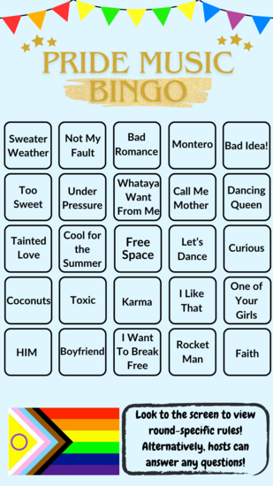 An example of one of the bingo cards that will e used during the event