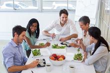 5 people eating lunch together