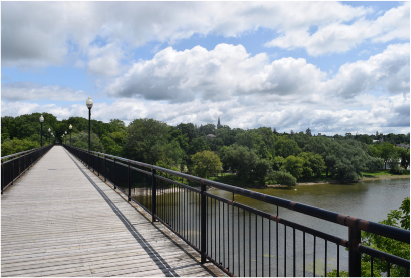 An image of the top of a bridge looking out over the water