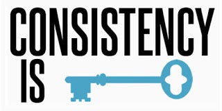 The words "Consistency is" and then a blue image of a key
