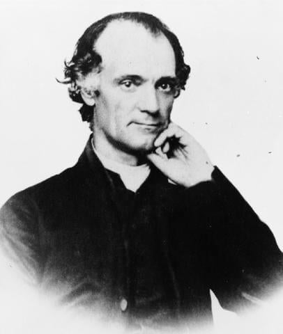 A black and white, portrait style photograph of William Wetherald, the founder of the Academy