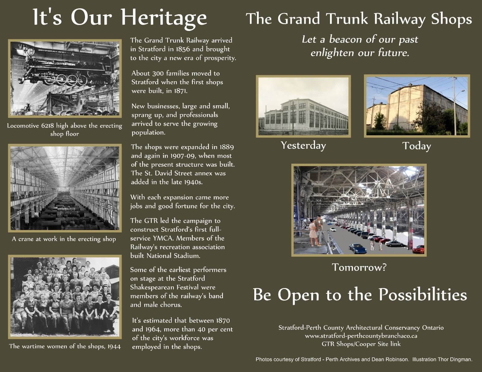 A flyer promoting the Grand Trunk Railway Shops and the affiliated heritage