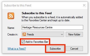 Subscribe to this Feed dialog.