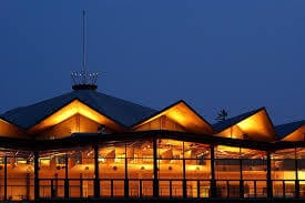 A theatre building designed by Robert Fairfield which looks similar to a tent structure. Festival Theatre, Stratford