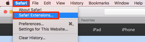 Safari and Safari Extensions on the menu bar.