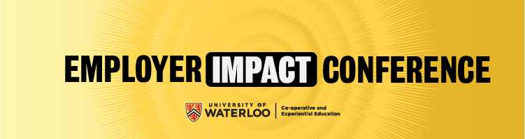 Yellow Image with text saying employer impact conference 