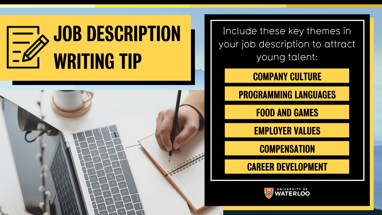  1) company culture, 2) programming language, 3) food and games, 4) employer values, 5) compensation, and 6) opportunities for career development.