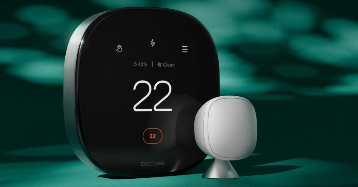 ecobee smart home device displaying the temperature of 22 degrees