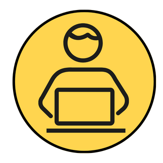 Illustration of a human working on a laptop