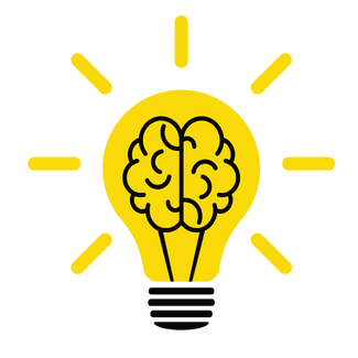 light bulb illustration with shape of a brain inside it