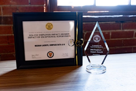 Employer Impact Award in Innovation trophy and certificate