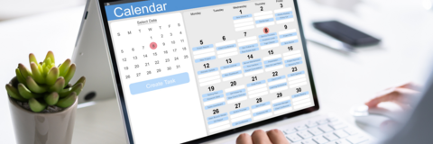 Laptop screeen with a calendar being displayed
