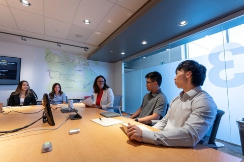 Co-op students in a conference room with a leader at Loblaw
