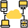 A cloud connected to various electronic devices