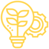 Illustration of a gear and lightbulb representing innovation