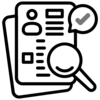 Resume with magnifying glass and check mark indicating approval.