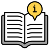 Book with an information symbol.