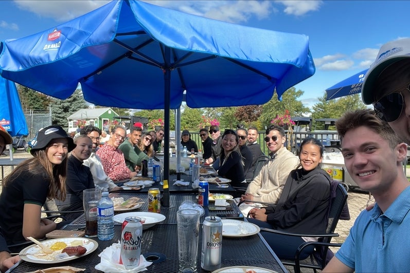 Students mingle with team members at Mattamy Homes over lunch