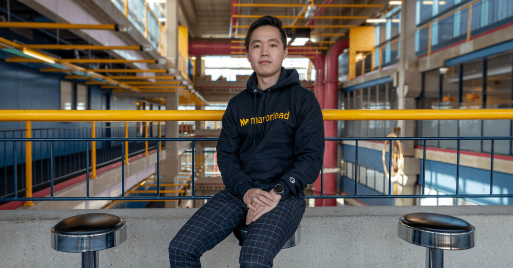 Richard Xie, founder of Manorlead and Waterloo Computer Science student posing in DC library