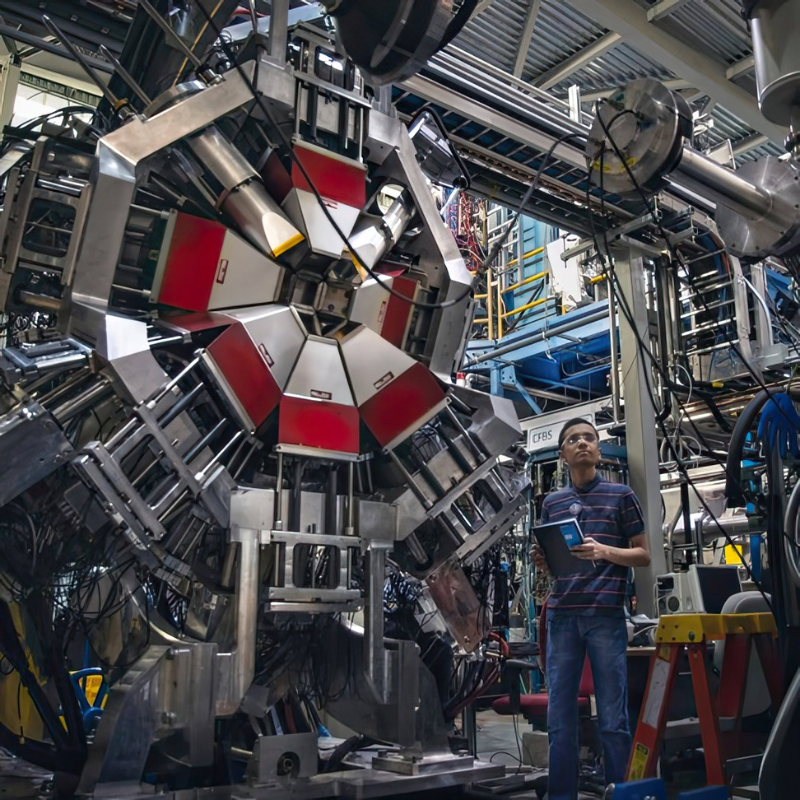 Waterloo student, Aditya working in a lab at TRIUMF