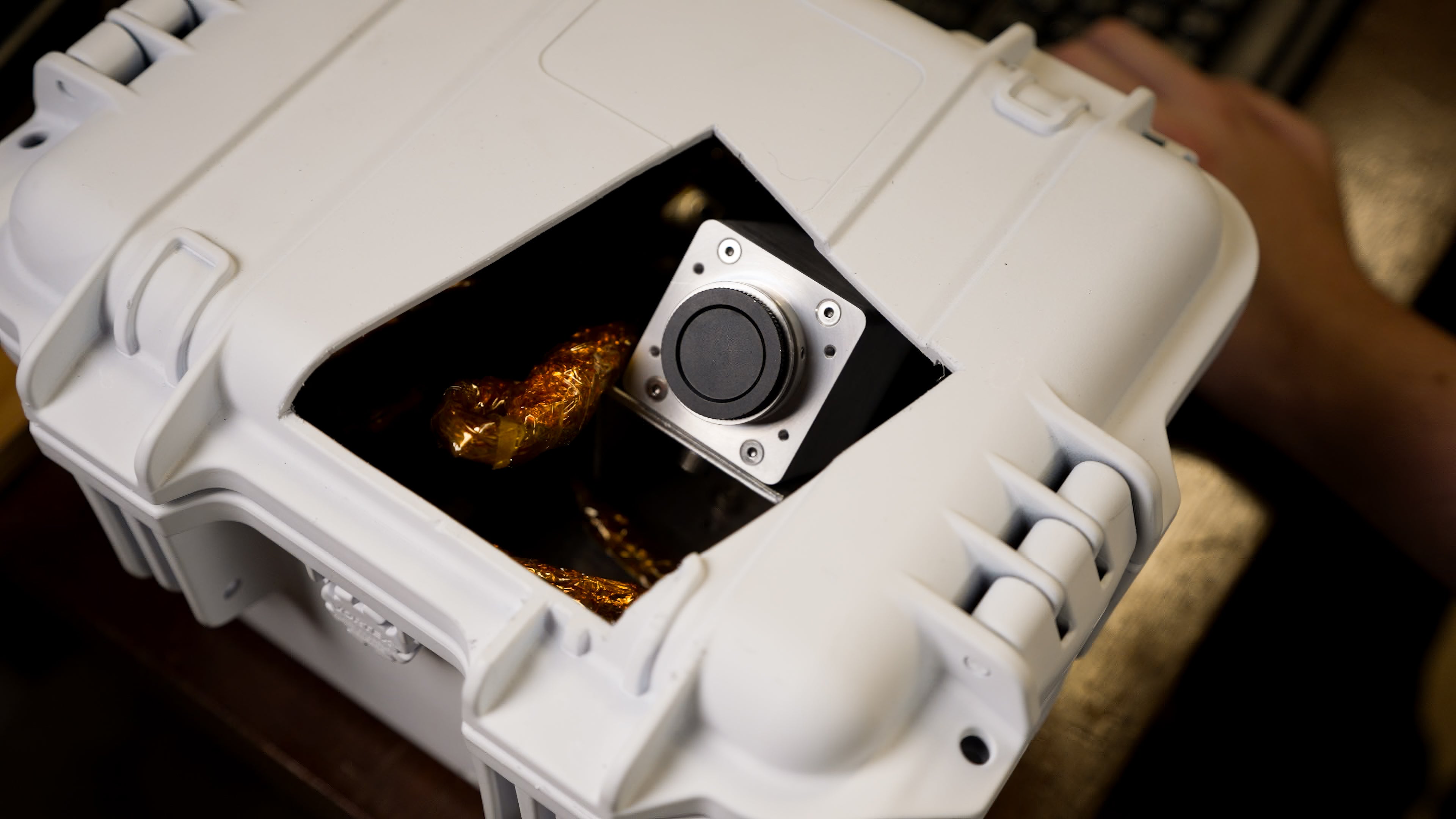 Interior of the camera box used for balloon launch missions 
