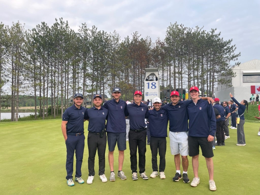 Group photo of Golf Canada team and Waterloo co-op students at a Golf event