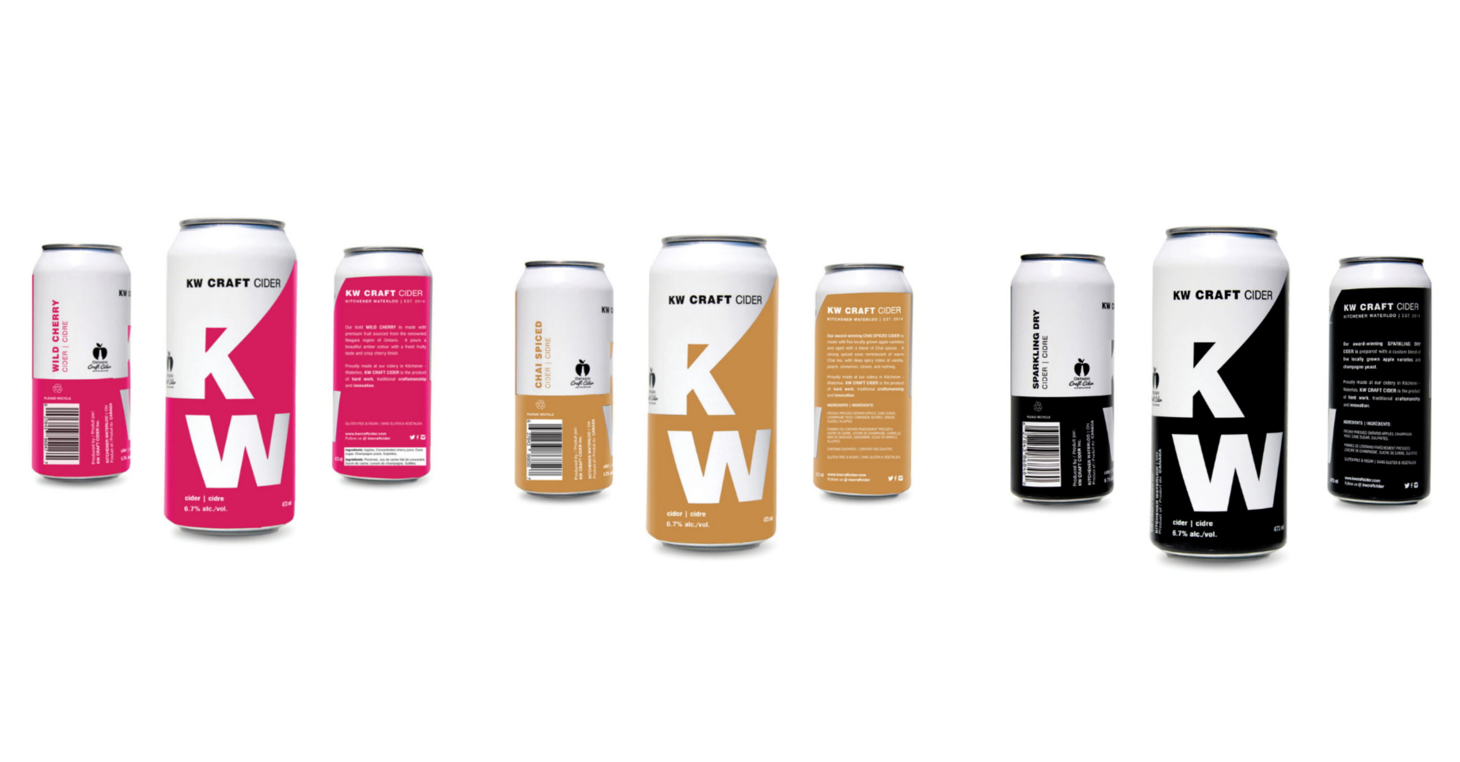 KW Craft Cider cans in different cider flavours
