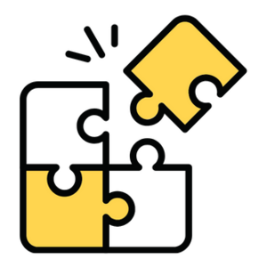 Illustration of a puzzle with the last piece coming in