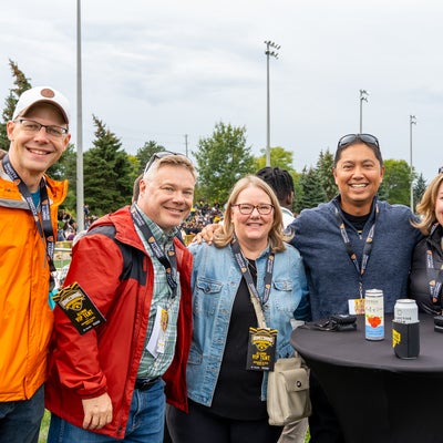 group of visitors at homecoming