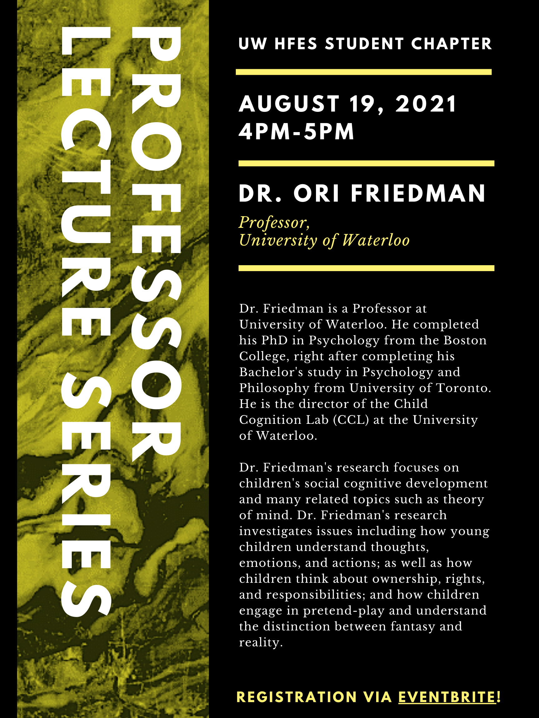 Professor Lecture Series - Dr. Ori Friedman