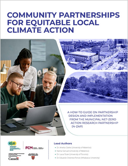 Front page of community partnerships for requitable local climate action working group 4 guide.