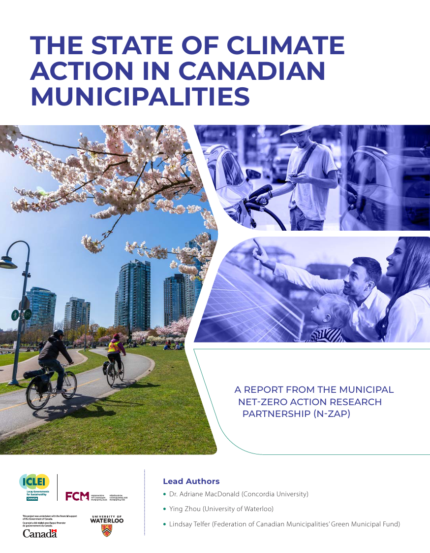 cover page of state of climate action Canadian municipalities
