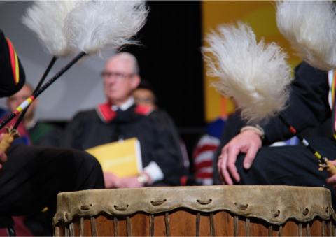 Indigenous drumming at a University of Waterloo convocation ceremony