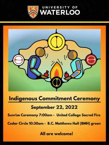 event poster for UWaterloo Indigenous Commitment Ceremony