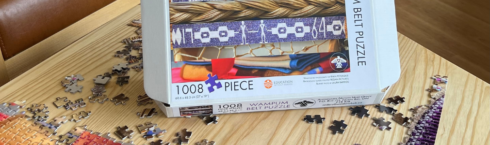 A partially complete puzzle of a wampum belt