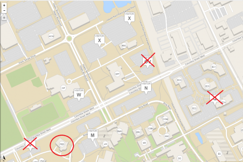 map of parking lots and Federation Hall